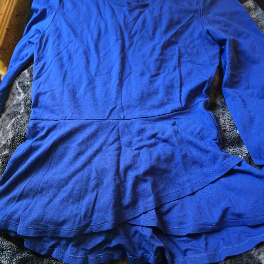 Blue Long Sleeve Peplum Top